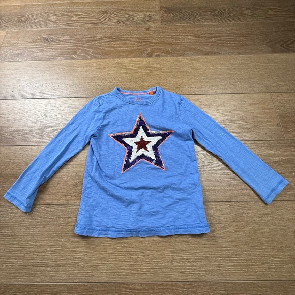 Mini Boden Girls Flip-Sequin Star Long Sleeve Shirt, Fall, School, Preppy, 6-7Y - Picture 1 of 11